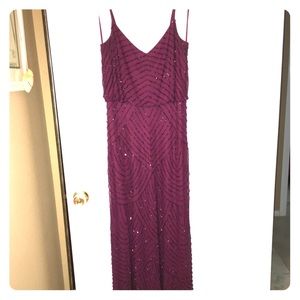 AdriannaPapell Art Deco Beaded Blouson Gown-size 8